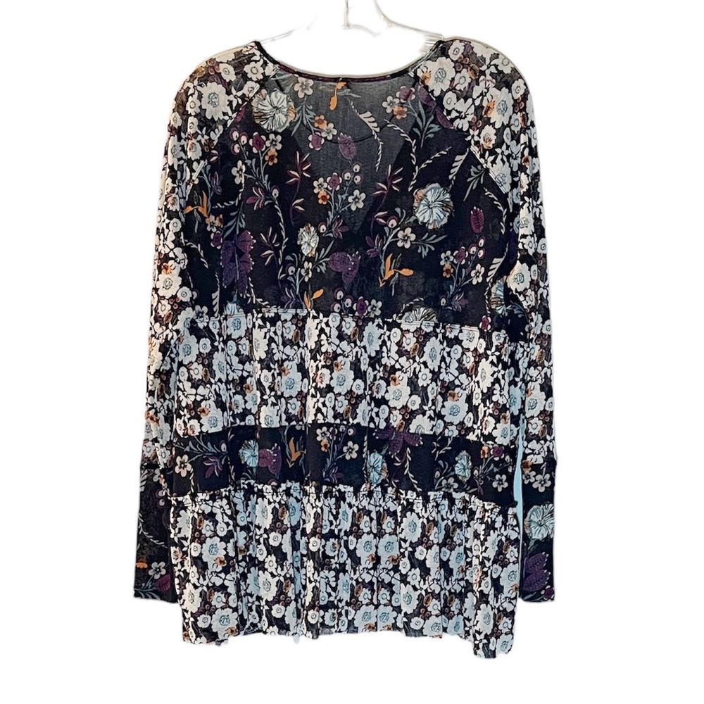 FREE PEOPLE Isabelle Floral Tunic Top Blue Size XS (oversized) - Picture 5 of 10